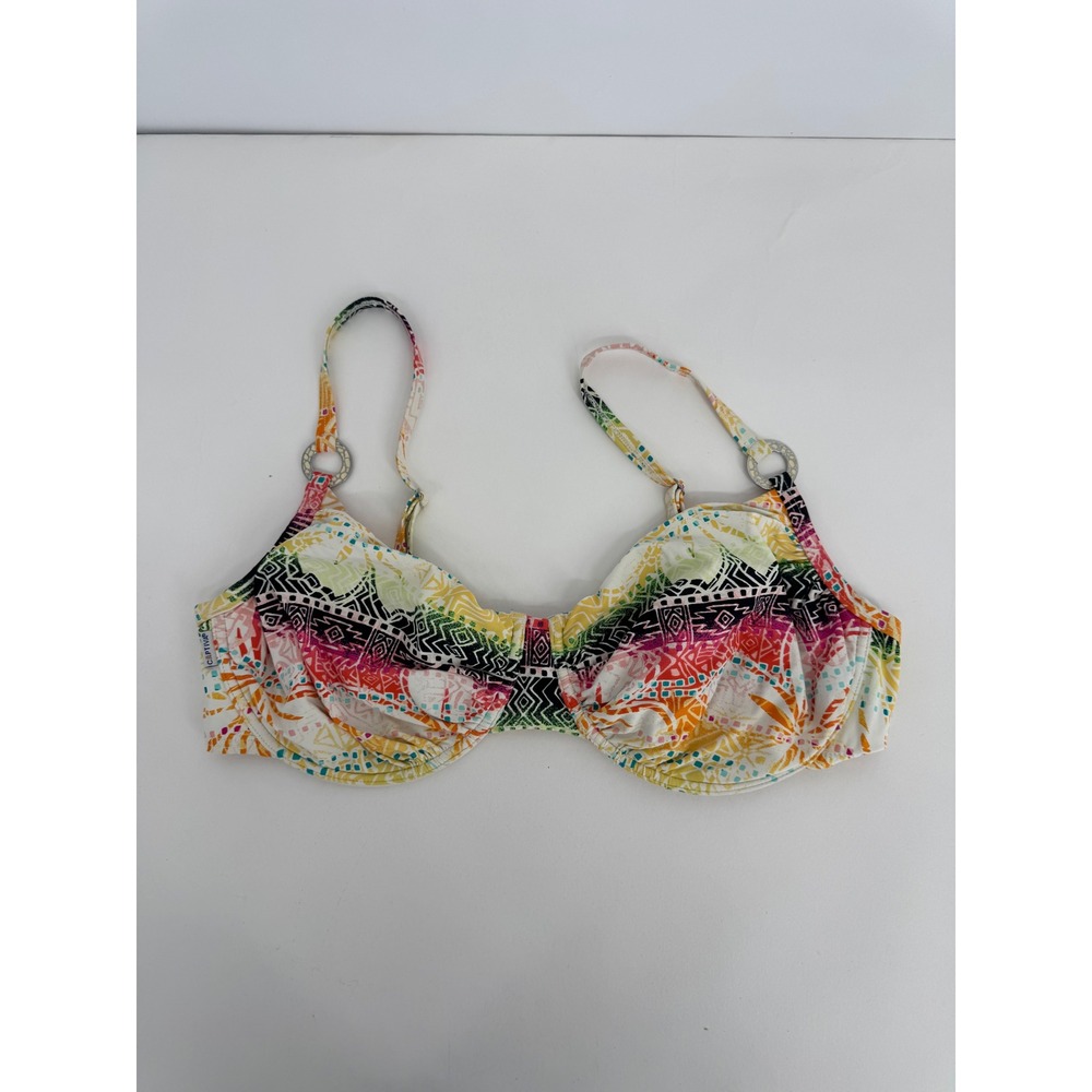Captiva Womens Geometric‎ Tribal Underwire Bikini Top Multi-Color Size 12 G/L/G